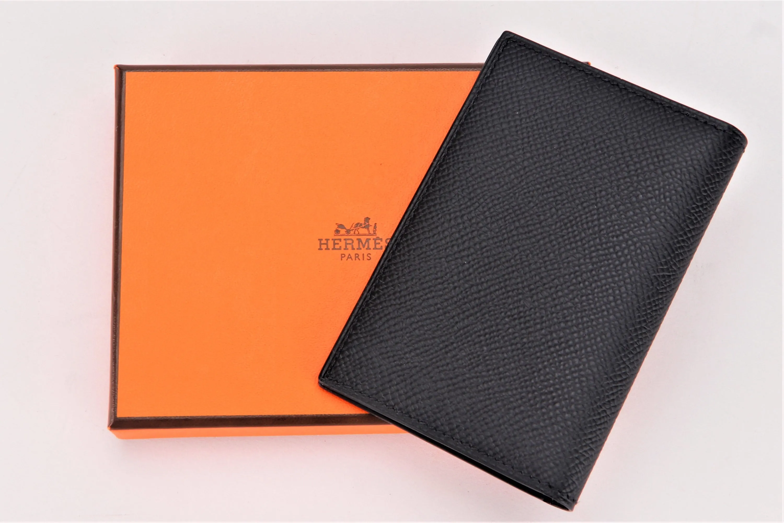 HERMES MC2 EUCLIDE CARD HOLDER (STAMP B) BLACK EPSOM LEATHER, WITH BOX