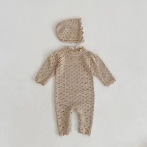 Hollow Out Knit Jumpsuit - OAT