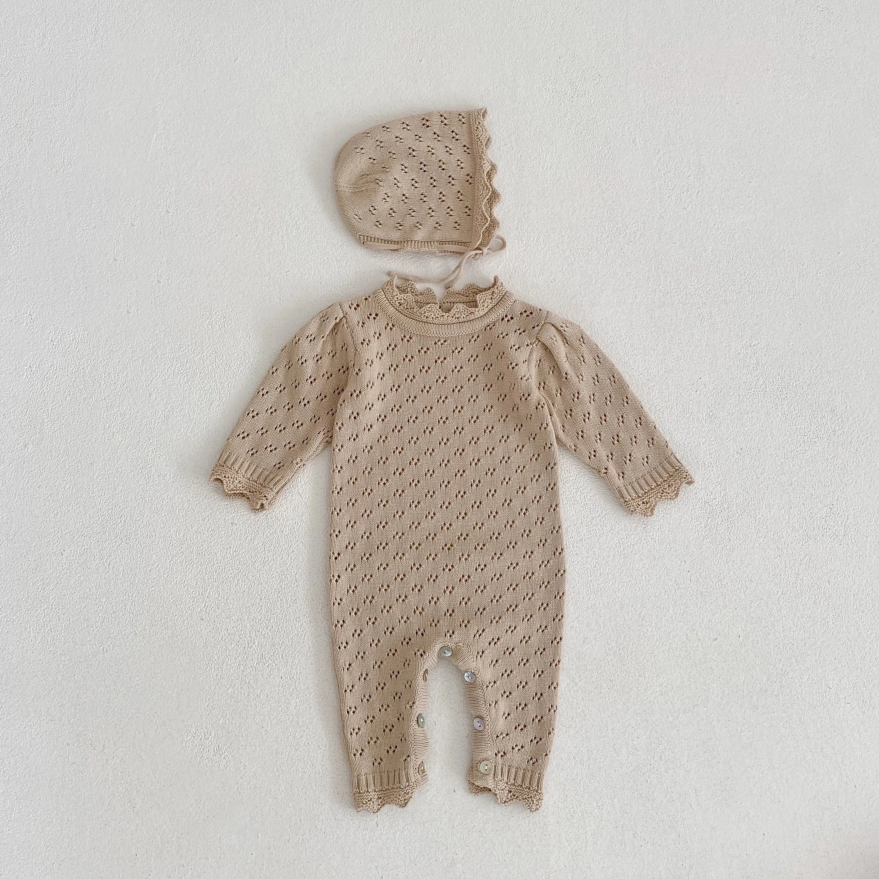 Hollow Out Knit Jumpsuit - OAT