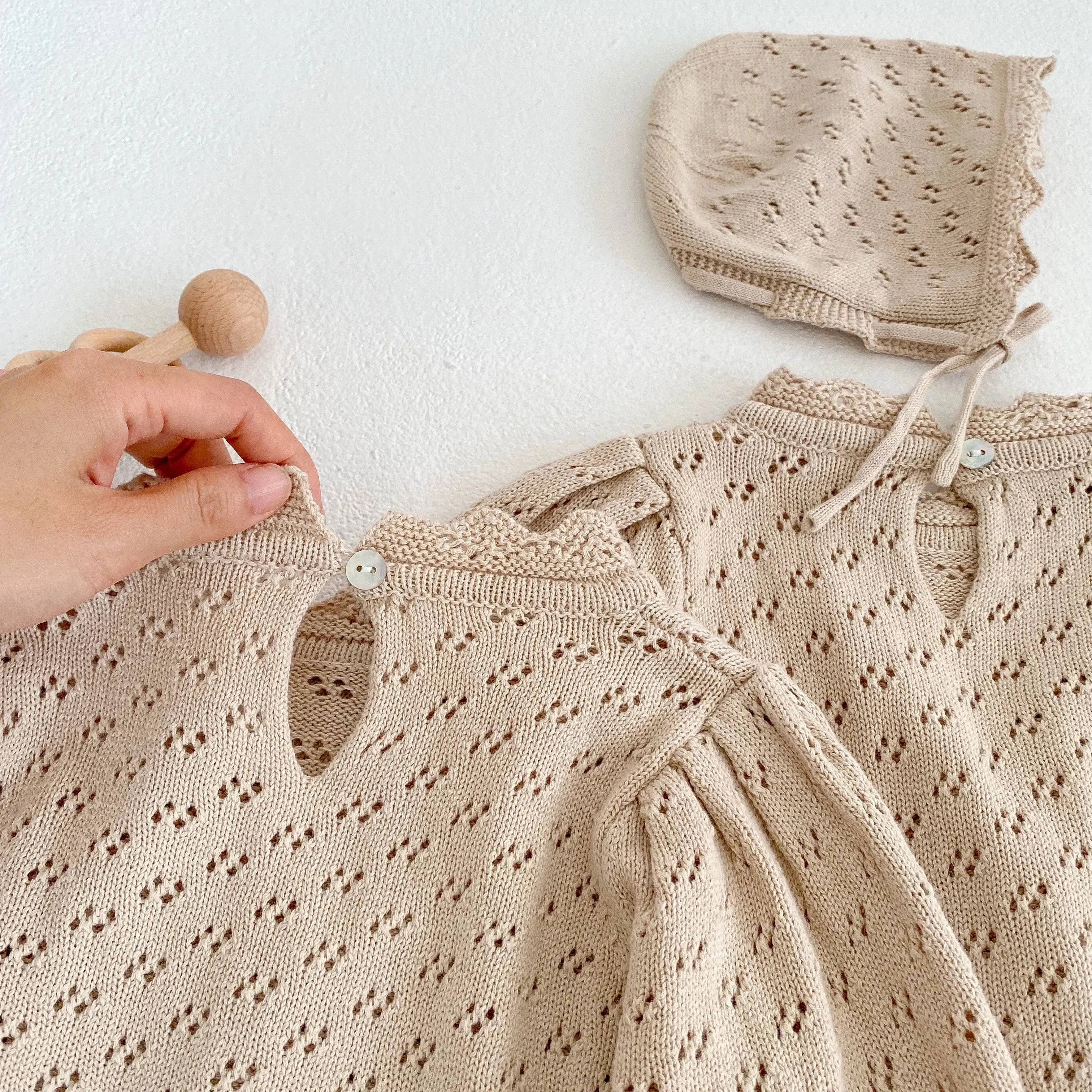 Hollow Out Knit Jumpsuit - OAT