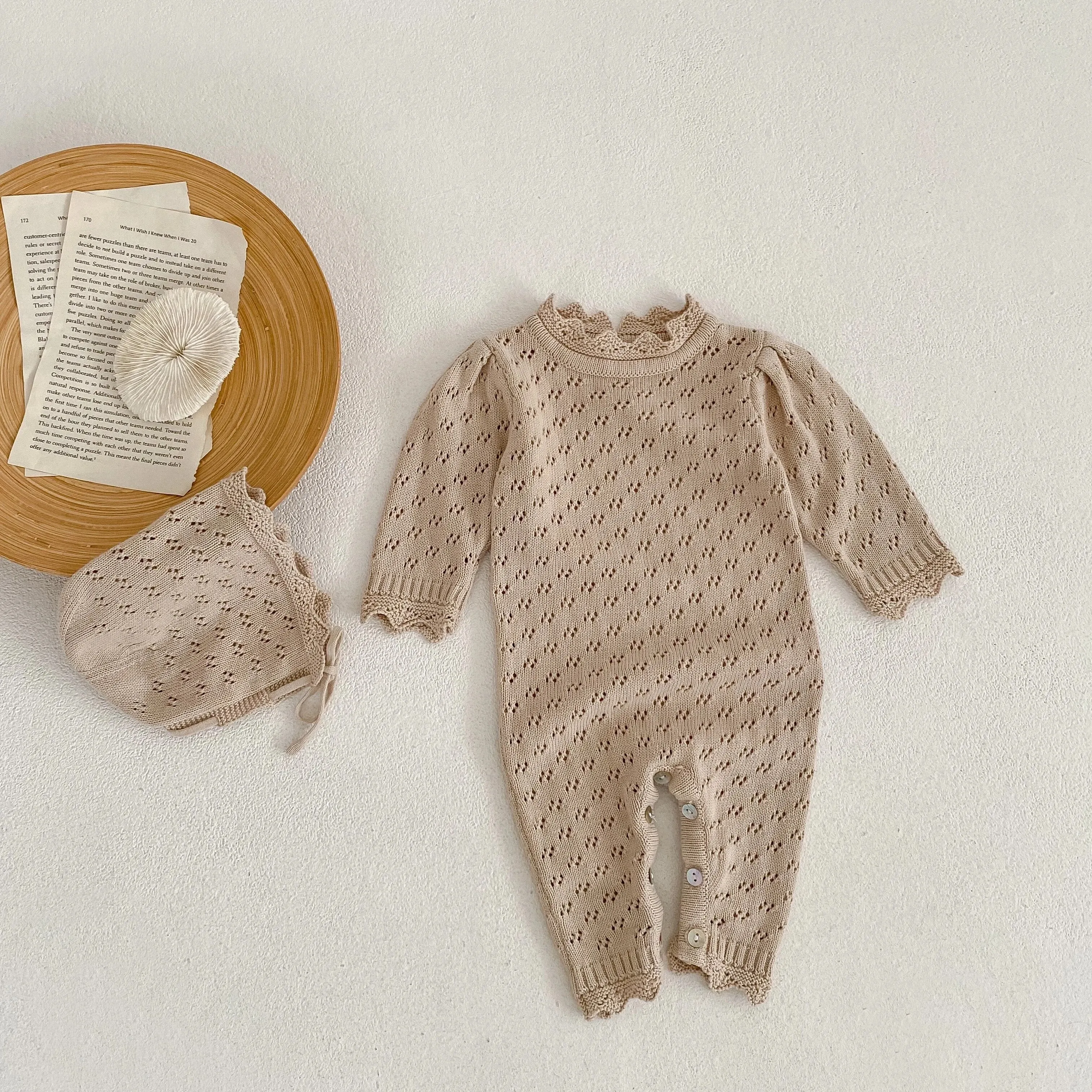 Hollow Out Knit Jumpsuit - OAT
