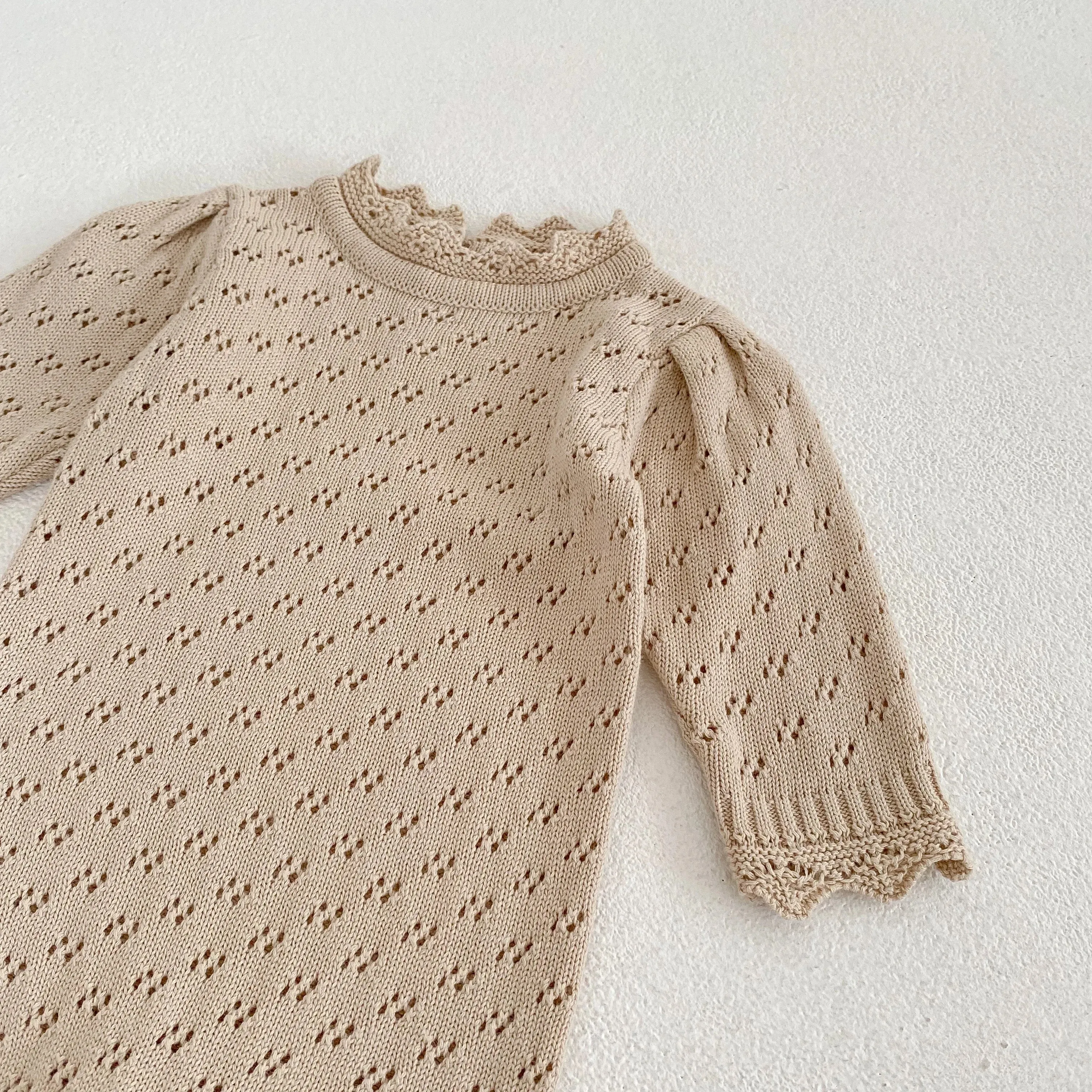 Hollow Out Knit Jumpsuit - OAT