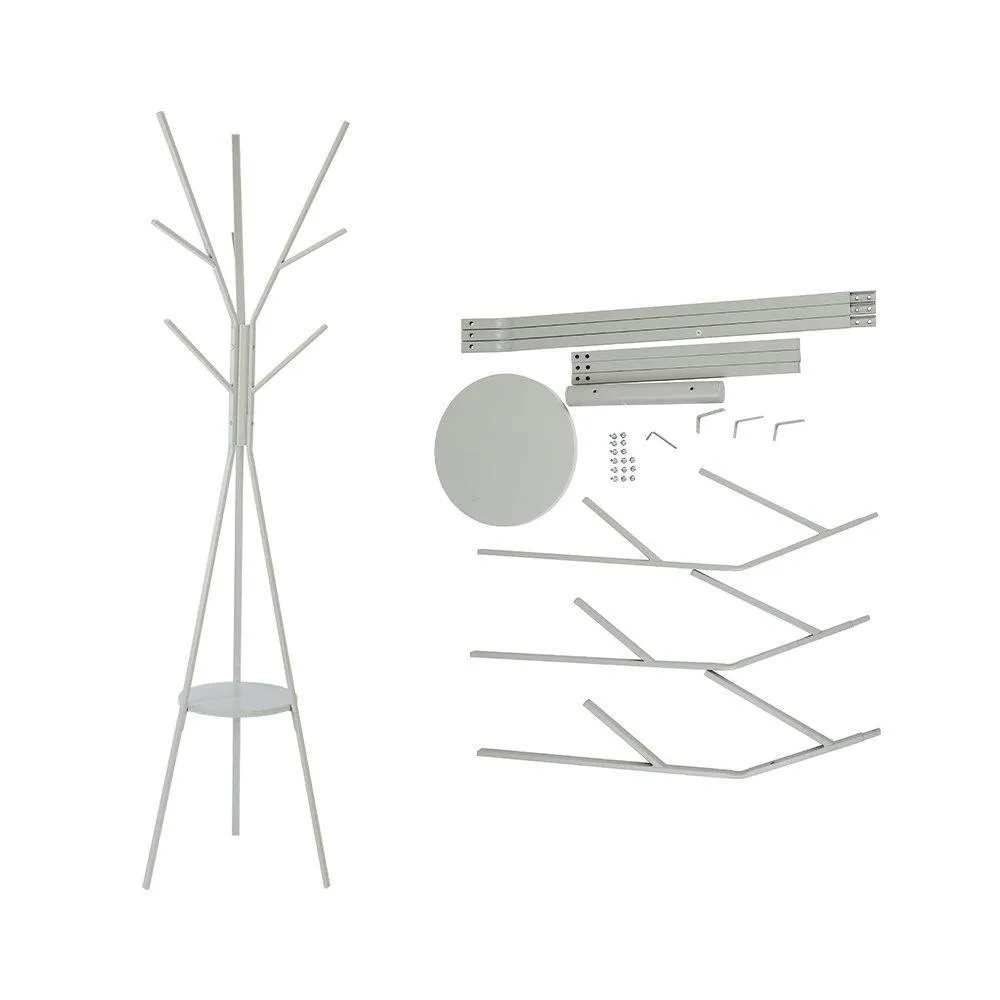 HOME BI Coat Rack Stand, Coat Hanger with 9 Hooks for Holding Jacket, Hat, Purse in Gray