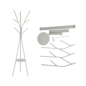 HOME BI Coat Rack Stand, Coat Hanger with 9 Hooks for Holding Jacket, Hat, Purse in Gray