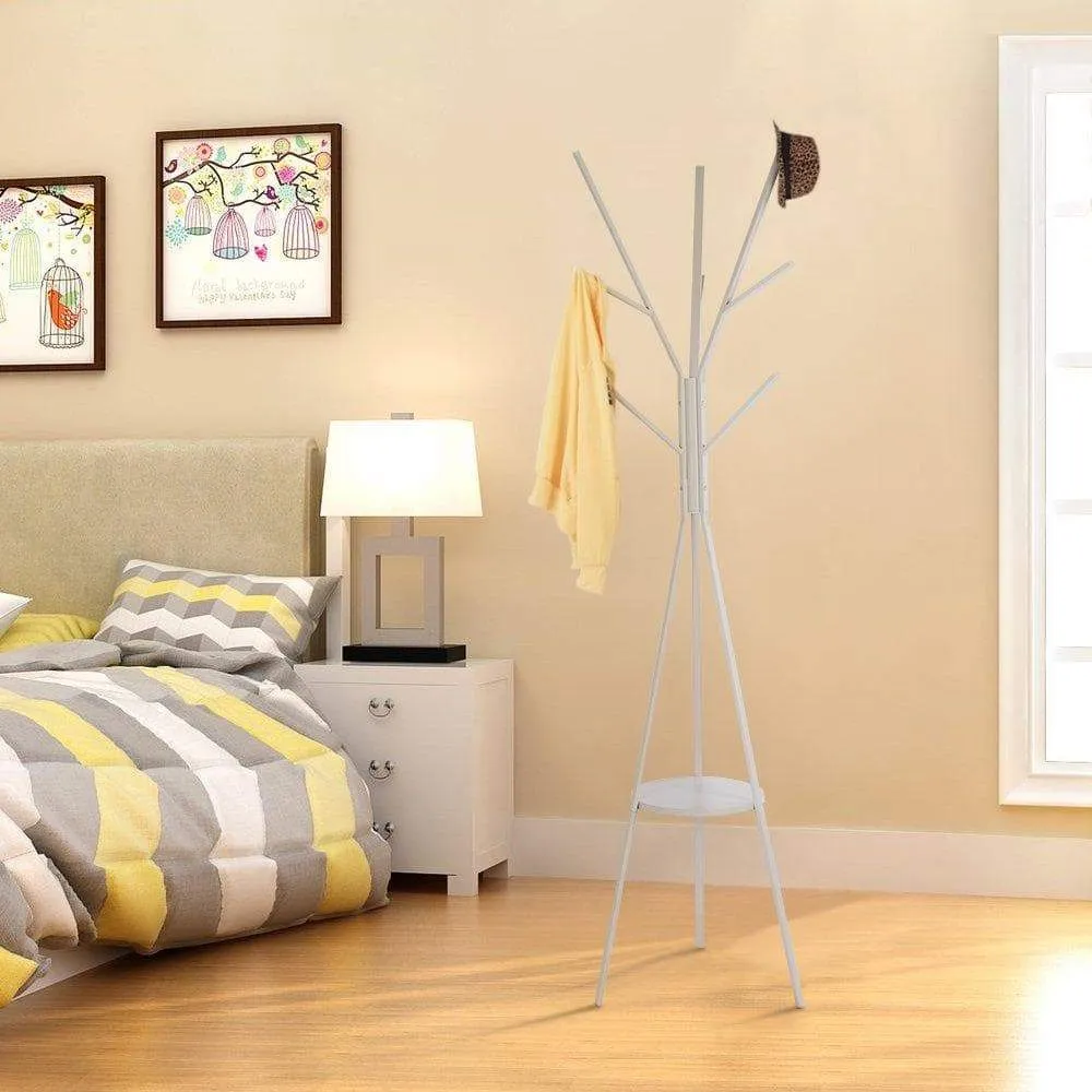 HOME BI Coat Rack Stand, Coat Hanger with 9 Hooks for Holding Jacket, Hat, Purse in Gray