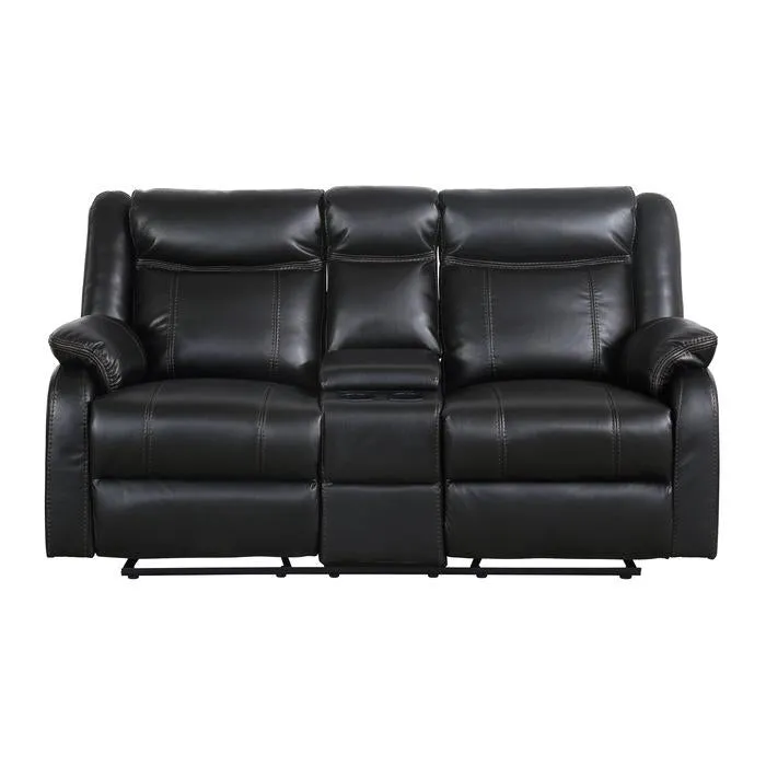 Homelegance Furniture Jude Double Glider Recliner Loveseat in Black 8201BLK-2