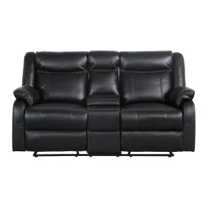 Homelegance Furniture Jude Double Glider Recliner Loveseat in Black 8201BLK-2