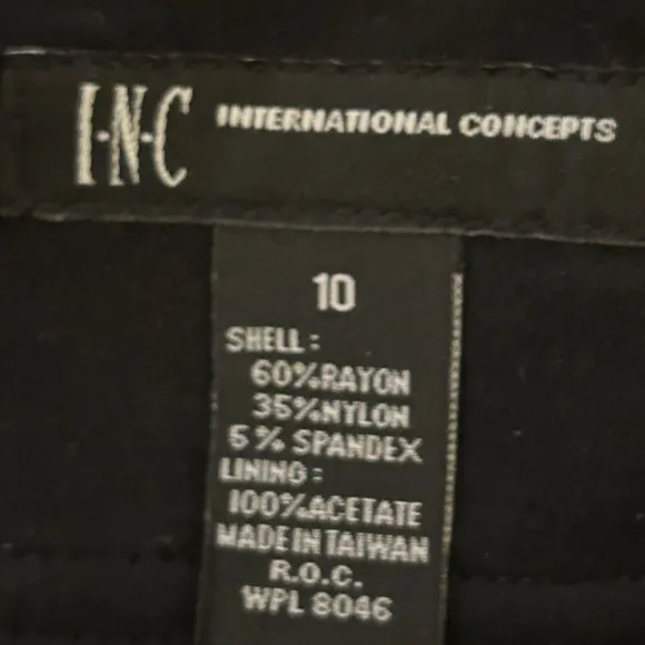 INC International Concepts Black Pencil Skirt, Size 10