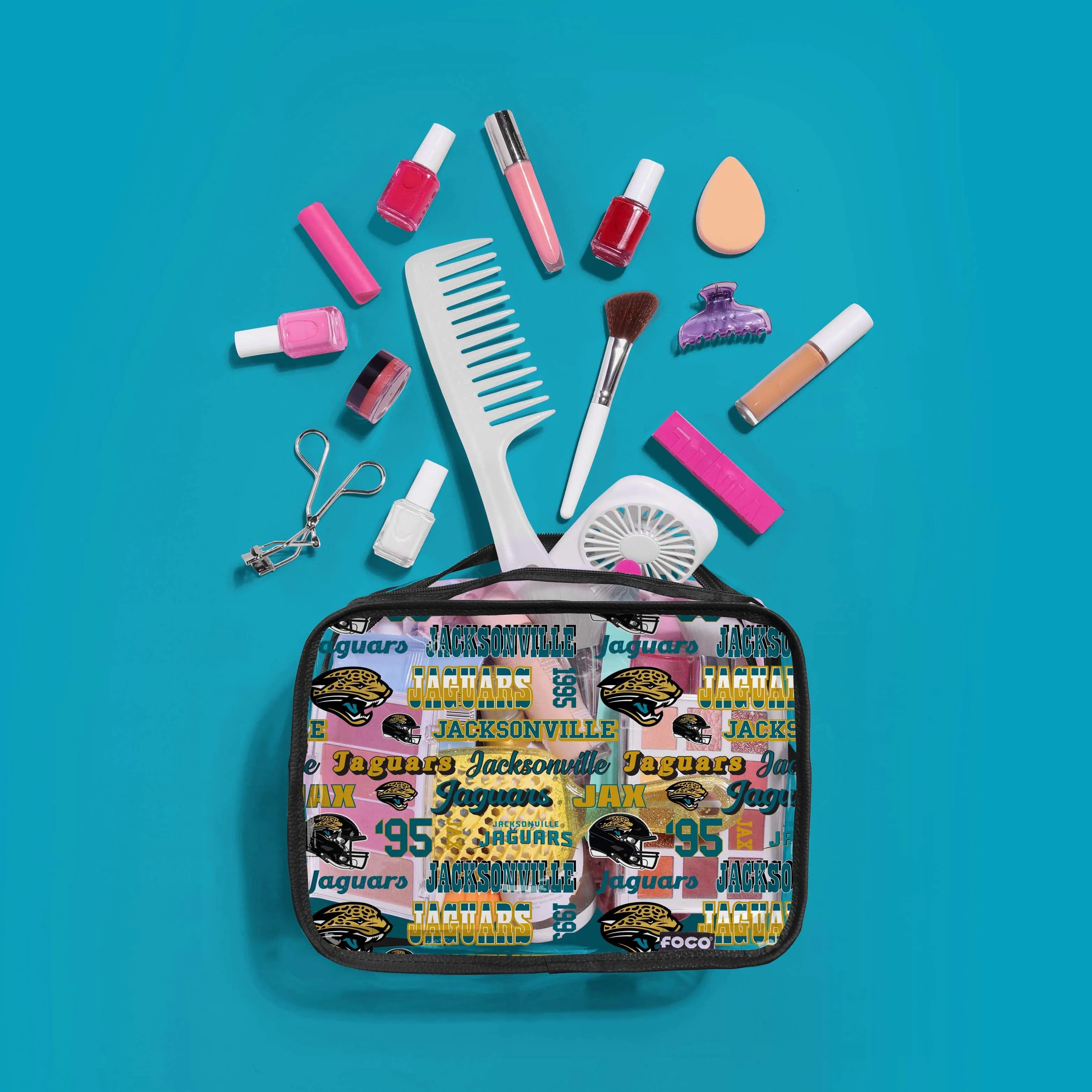 Jacksonville Jaguars Repeat Retro Print Clear Cosmetic Bag