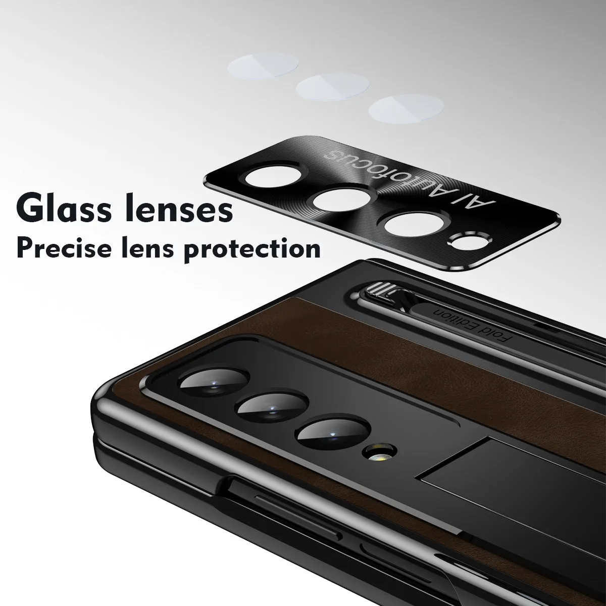 Jazz Retro Style Anyi-fall Protective Leather Phone Case For Samsung Galaxy Fold5 Fold4 With Front Protection Film And Stylus