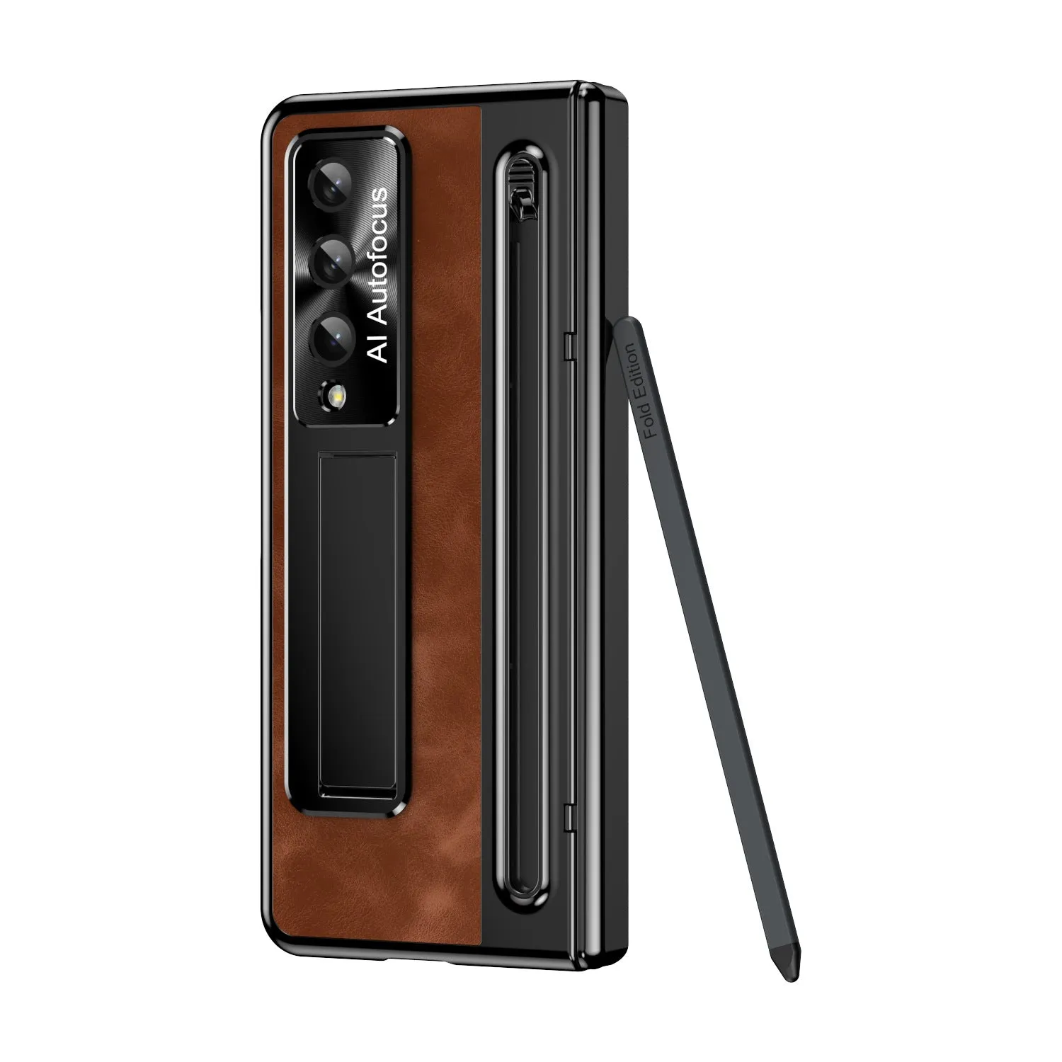 Jazz Retro Style Anyi-fall Protective Leather Phone Case For Samsung Galaxy Fold5 Fold4 With Front Protection Film And Stylus