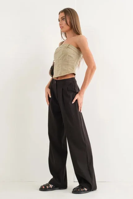 Jenna Denim Corset Top - Sage