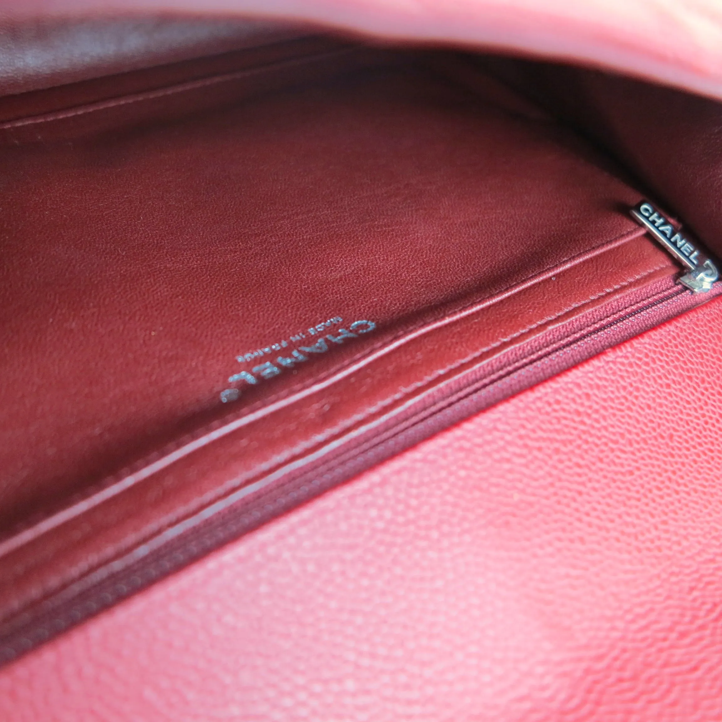 Jumbo Classic Single Flap Bag in Red Caviar