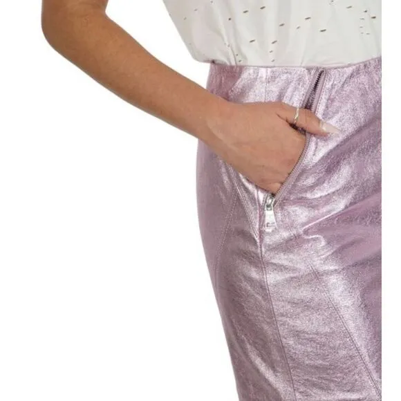 Karl Lagerfeld X Kaia Metallic Leather Mini Skirt Size 4-6