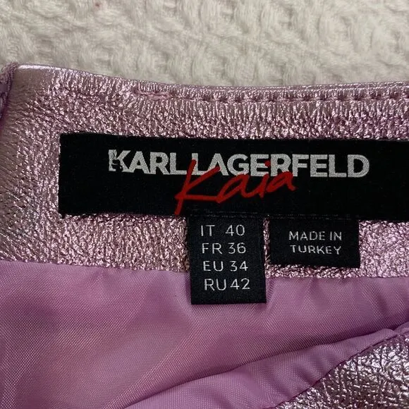 Karl Lagerfeld X Kaia Metallic Leather Mini Skirt Size 4-6