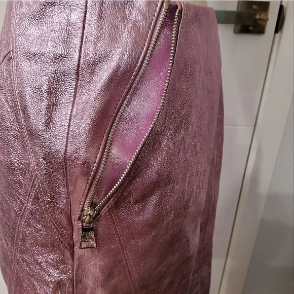 Karl Lagerfeld X Kaia Metallic Leather Mini Skirt Size 4-6