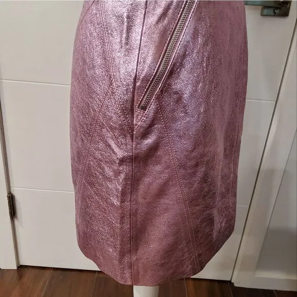 Karl Lagerfeld X Kaia Metallic Leather Mini Skirt Size 4-6