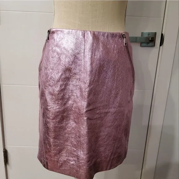 Karl Lagerfeld X Kaia Metallic Leather Mini Skirt Size 4-6