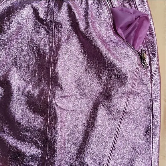 Karl Lagerfeld X Kaia Metallic Leather Mini Skirt Size 4-6