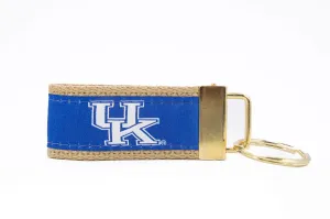 Kentucky Wildcats Collegiate Woven Ribbon Key Chain. Kentucky Key Fob. UKY Wildcats Gift. Kentucky Key Ring. Brass Clasp and O-Ring.