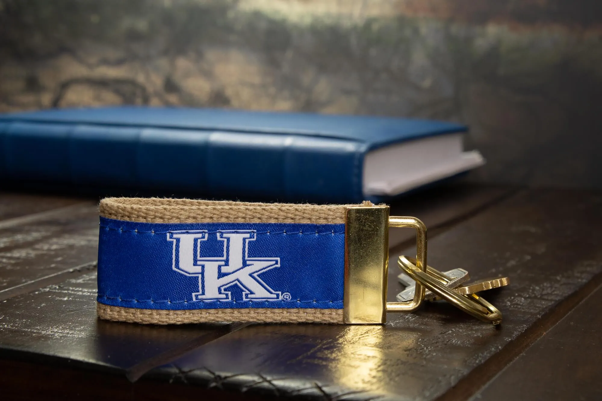 Kentucky Wildcats Collegiate Woven Ribbon Key Chain. Kentucky Key Fob. UKY Wildcats Gift. Kentucky Key Ring. Brass Clasp and O-Ring.