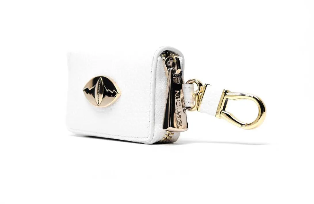 Key Holder in Pebble Leather - White
