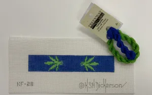 KF-28 - Key Fob – Green Weed Leaves on Navy