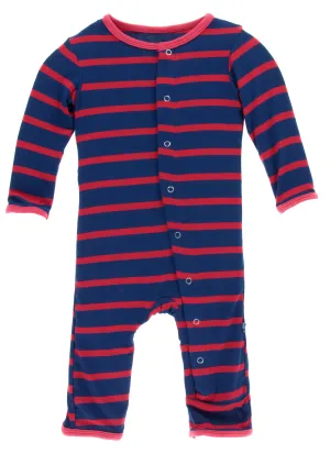 KicKee Pants Everyday Heroes Navy Stripe Coverall with Snaps