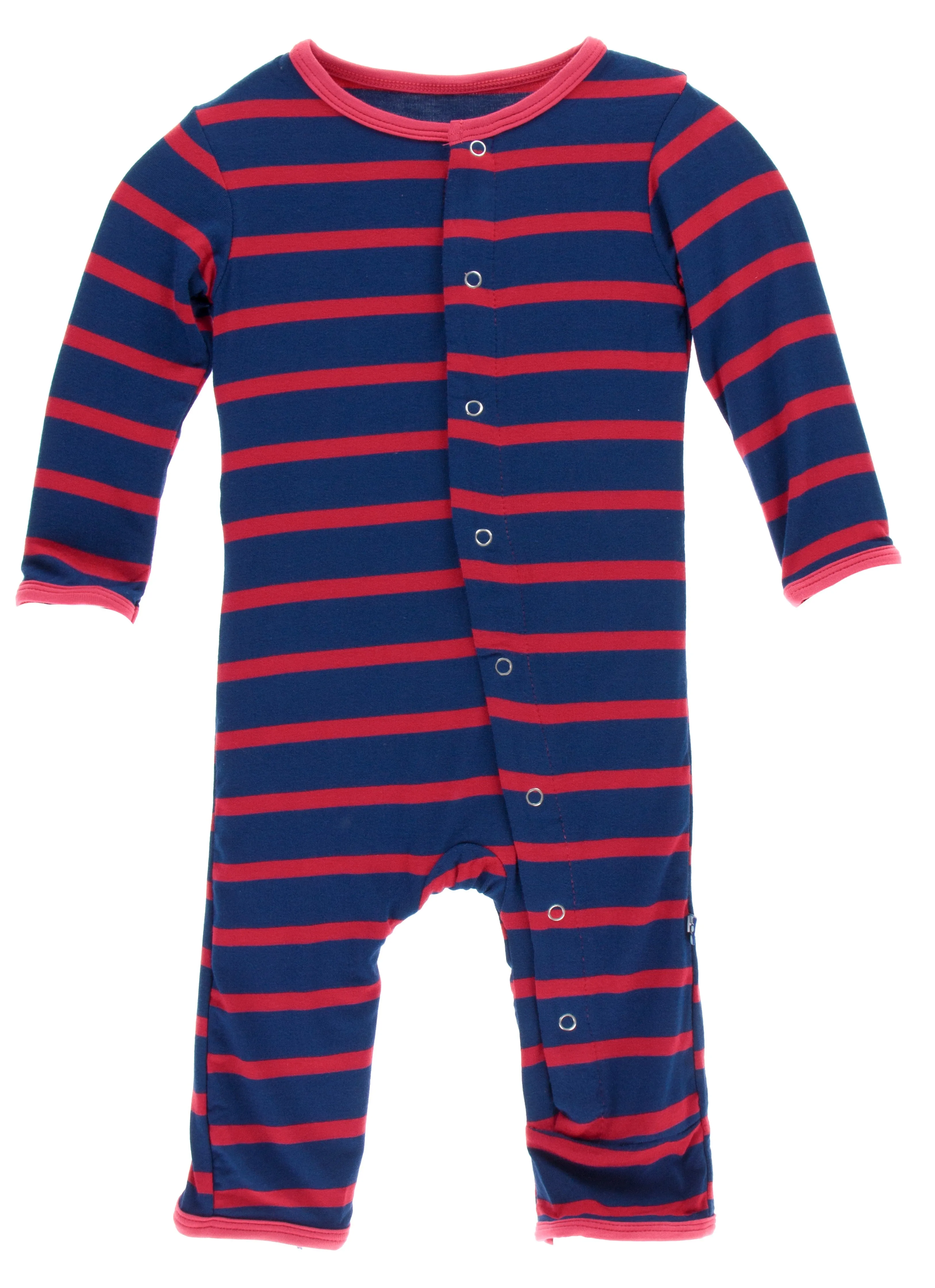 KicKee Pants Everyday Heroes Navy Stripe Coverall with Snaps