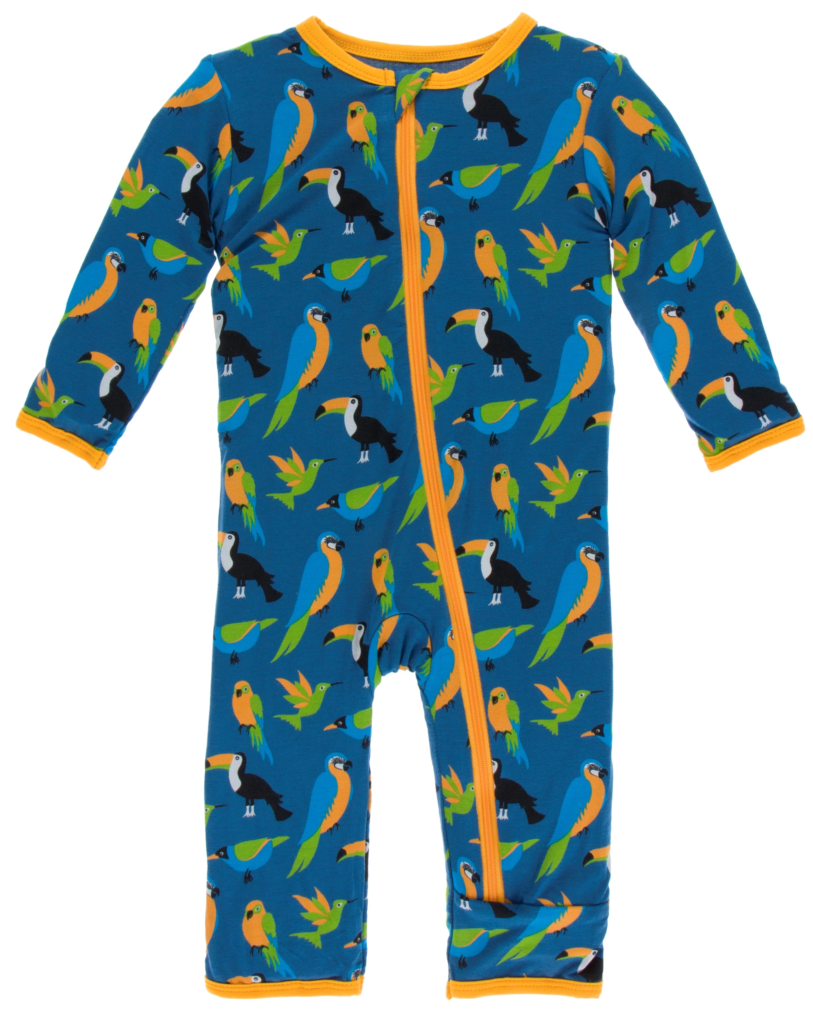 KicKee Pants Twilight Tropical Birds Coverall with Zipper