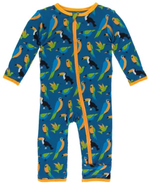 KicKee Pants Twilight Tropical Birds Coverall with Zipper