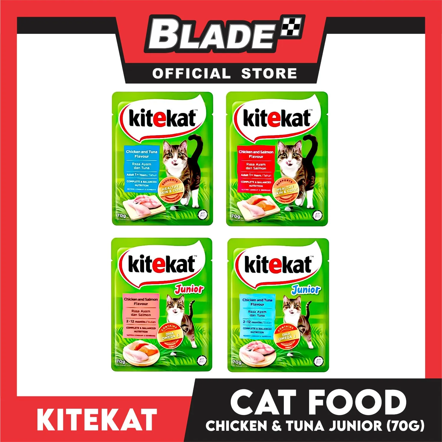Kitekat Wet Cat Food in Pouch for Junior 70g (Chicken and Tuna)