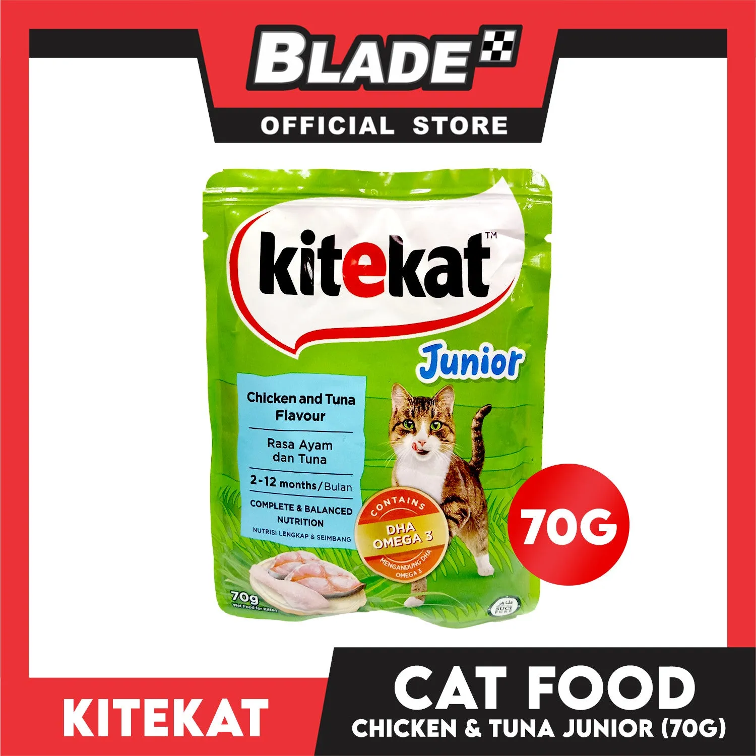 Kitekat Wet Cat Food in Pouch for Junior 70g (Chicken and Tuna)