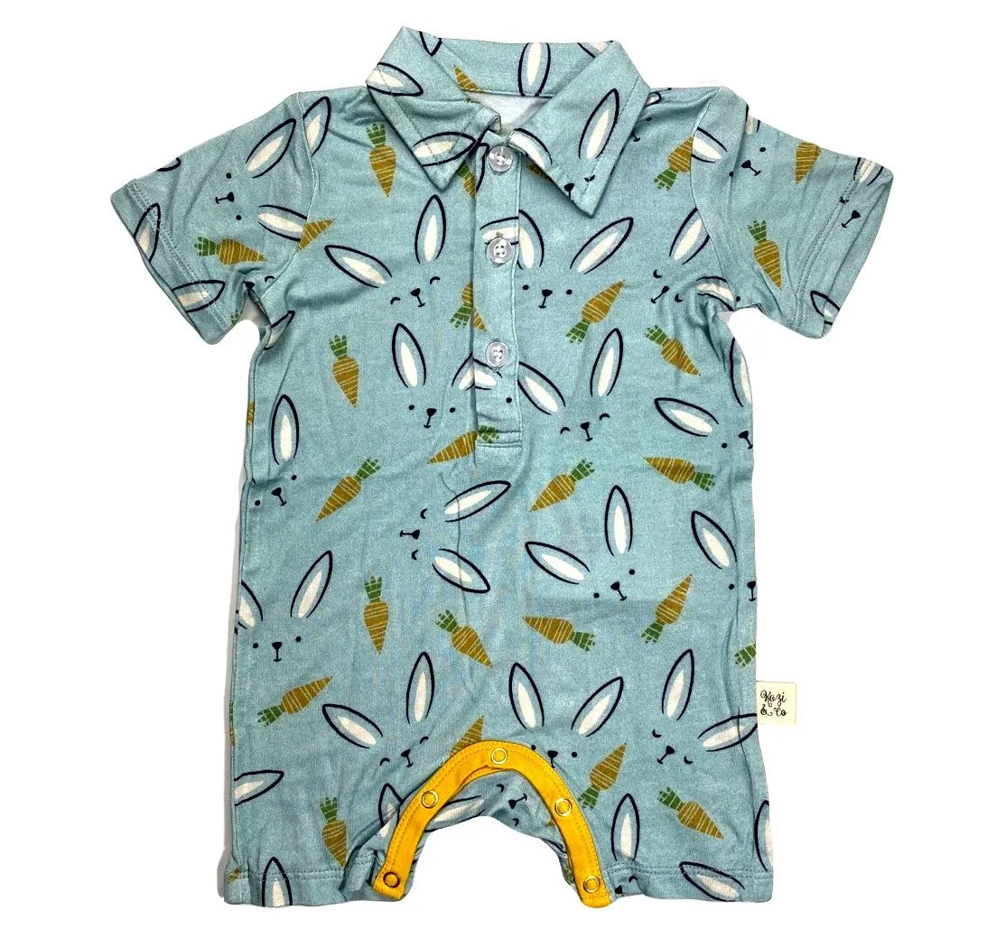 Kozi & Co Hello Bunny Collared Romper