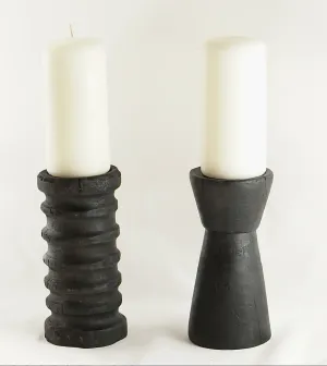 Large Yakisugi Candle Holders