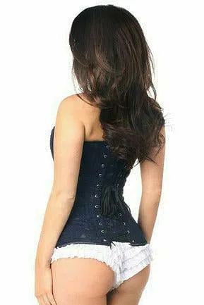 Lavish Navy Blue Lace Overbust Corset w/Zipper