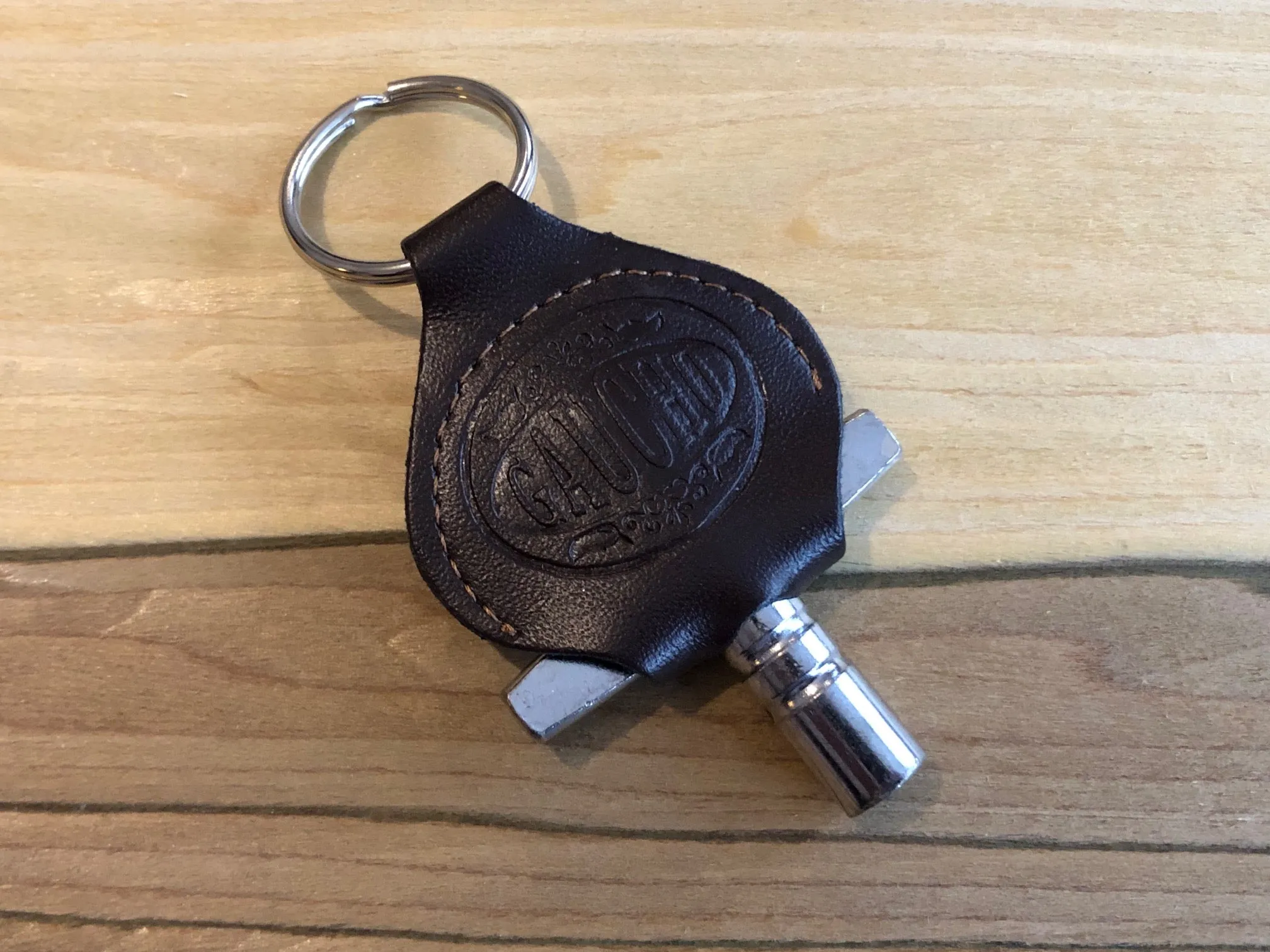 Leather Keyring Drum Key Holder - Dark Brown