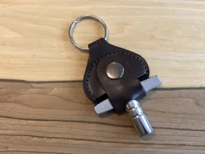 Leather Keyring Drum Key Holder - Dark Brown
