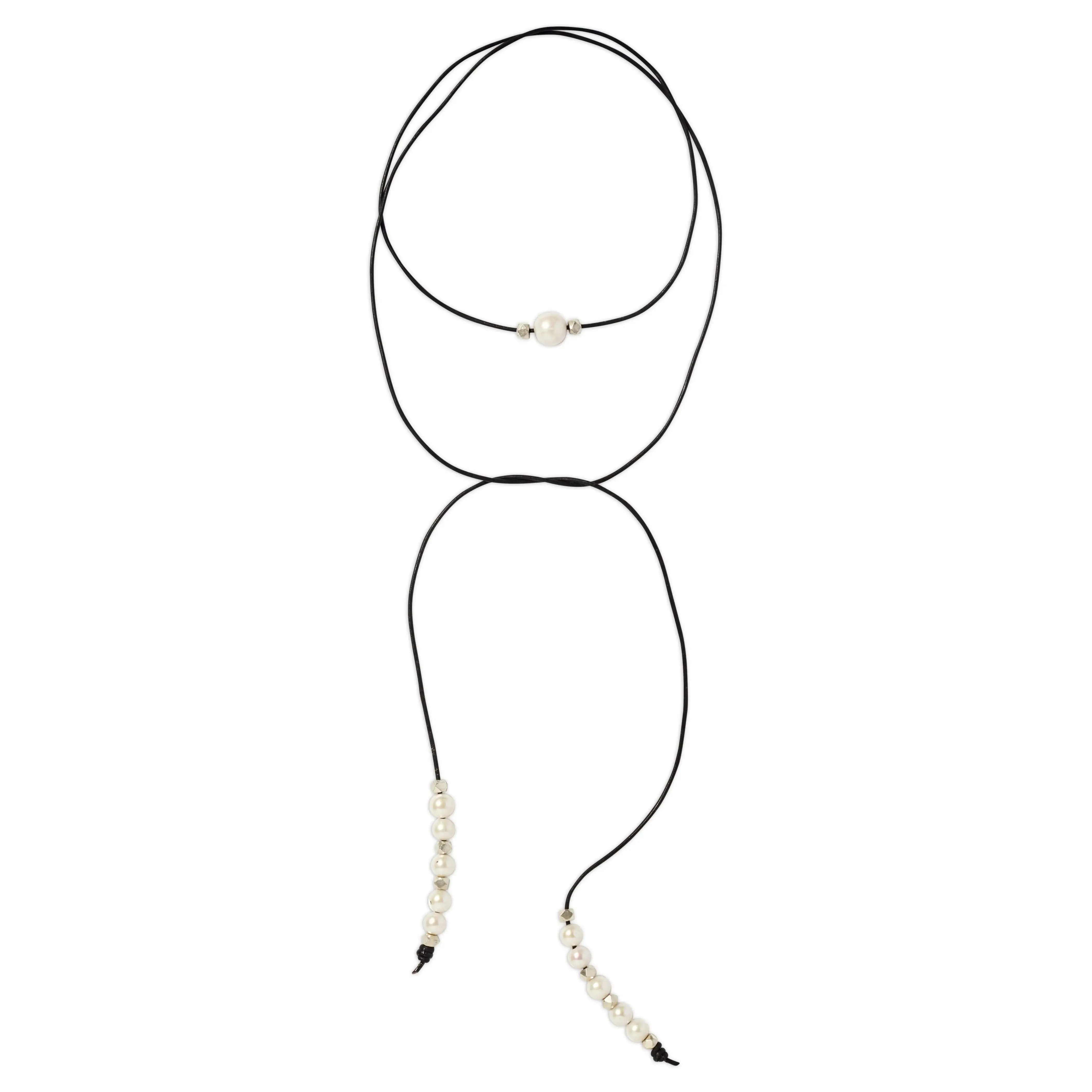 Leather, Pearl, and Nugget Lariat (Multiple Colors)