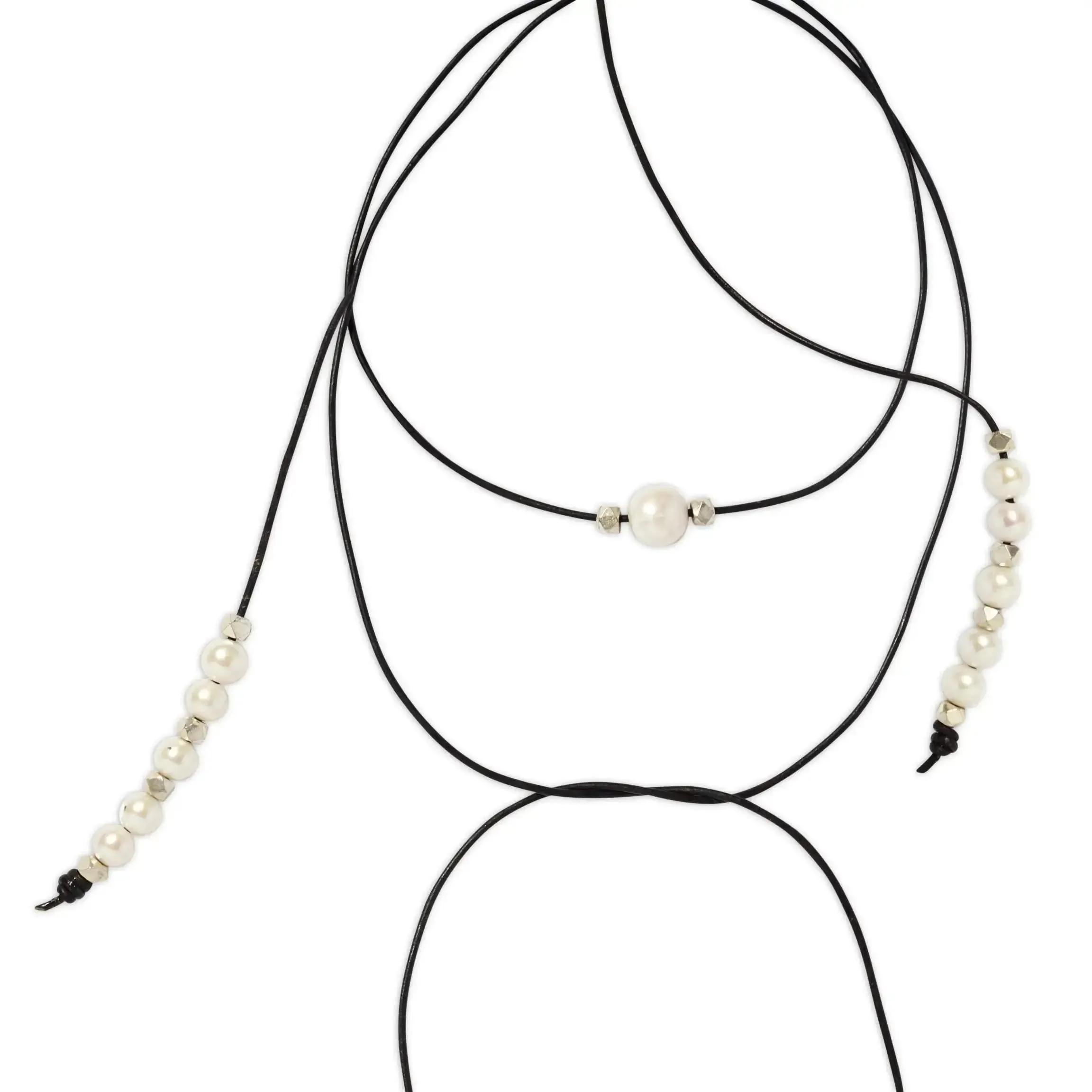 Leather, Pearl, and Nugget Lariat (Multiple Colors)