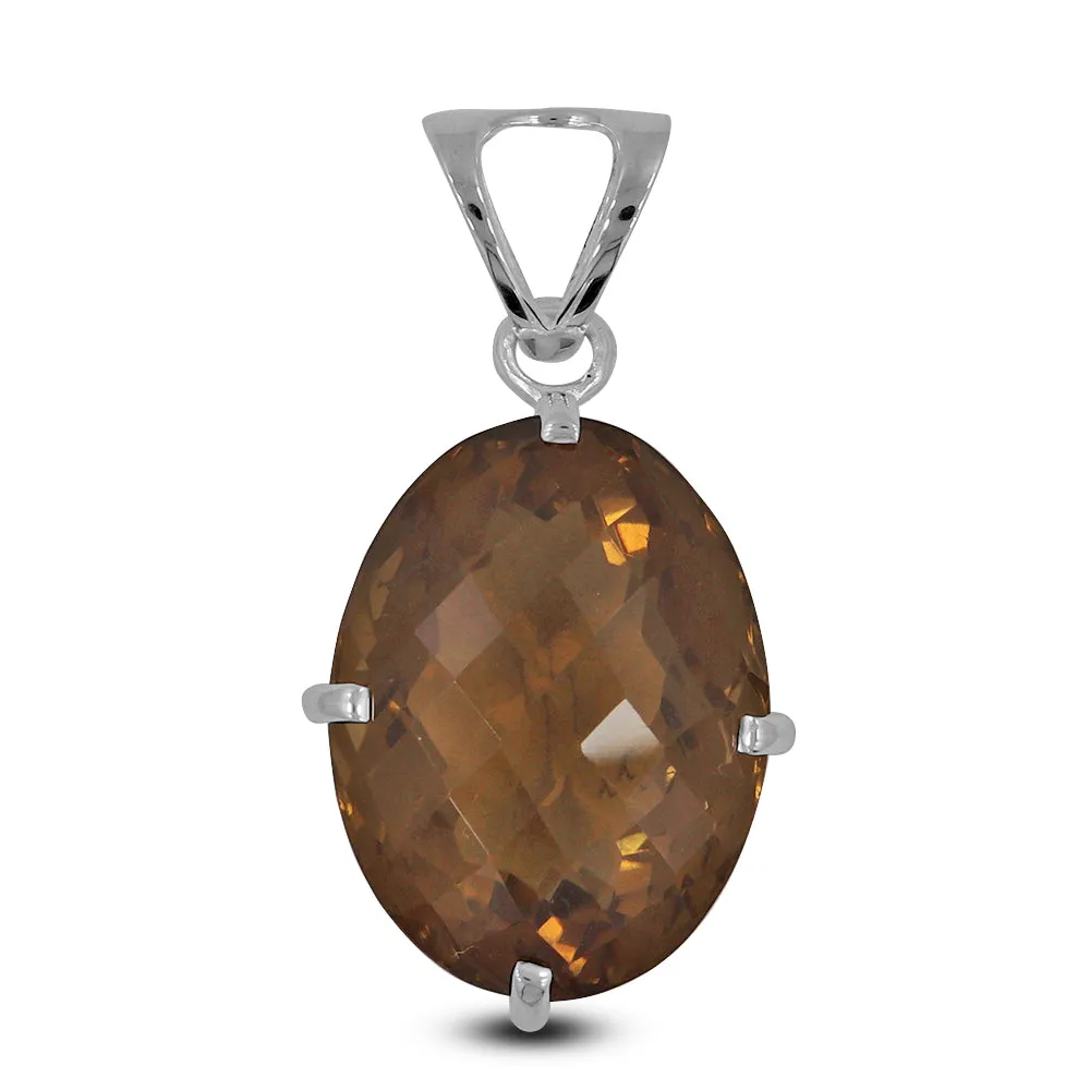 Lemon Quartz Gemstone Silver Pendant