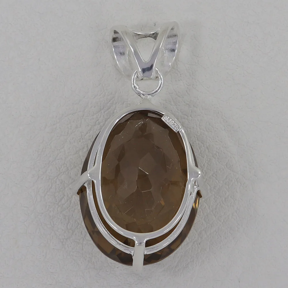 Lemon Quartz Gemstone Silver Pendant