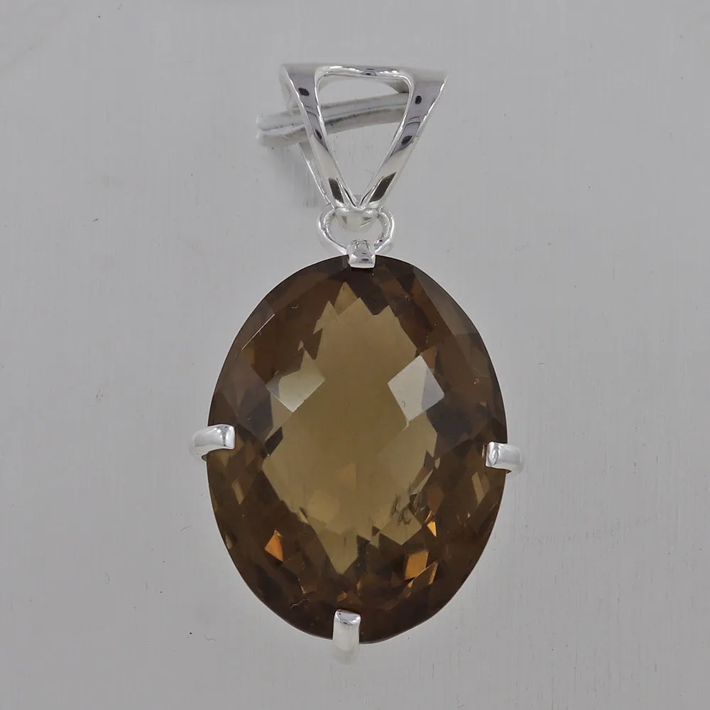 Lemon Quartz Gemstone Silver Pendant