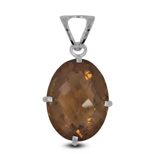Lemon Quartz Gemstone Silver Pendant