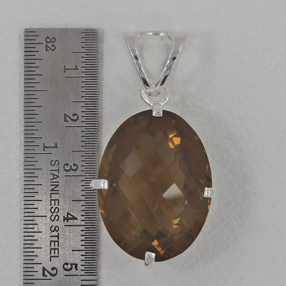 Lemon Quartz Gemstone Silver Pendant