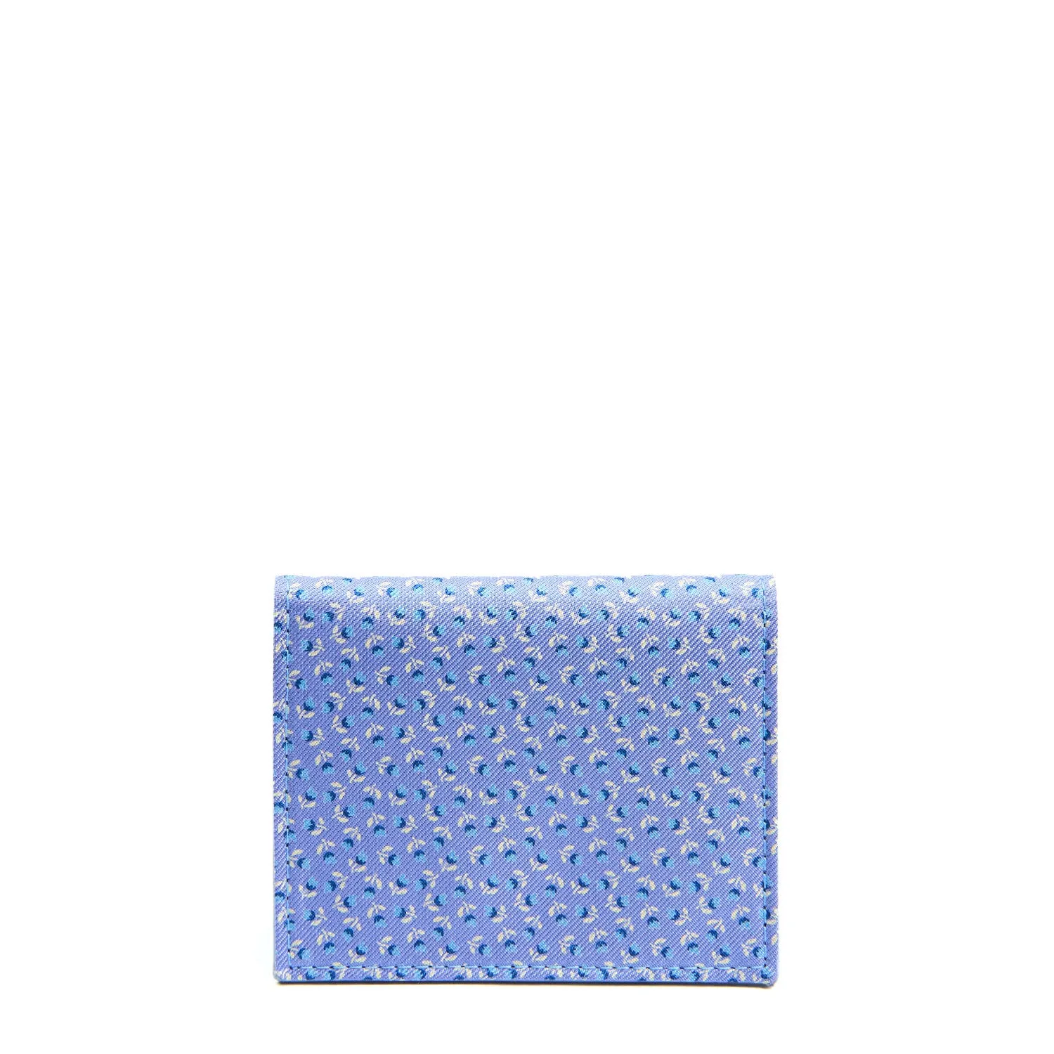 LIGHT BLUE SILK AND LEATHER FOLDING CARD HOLDER