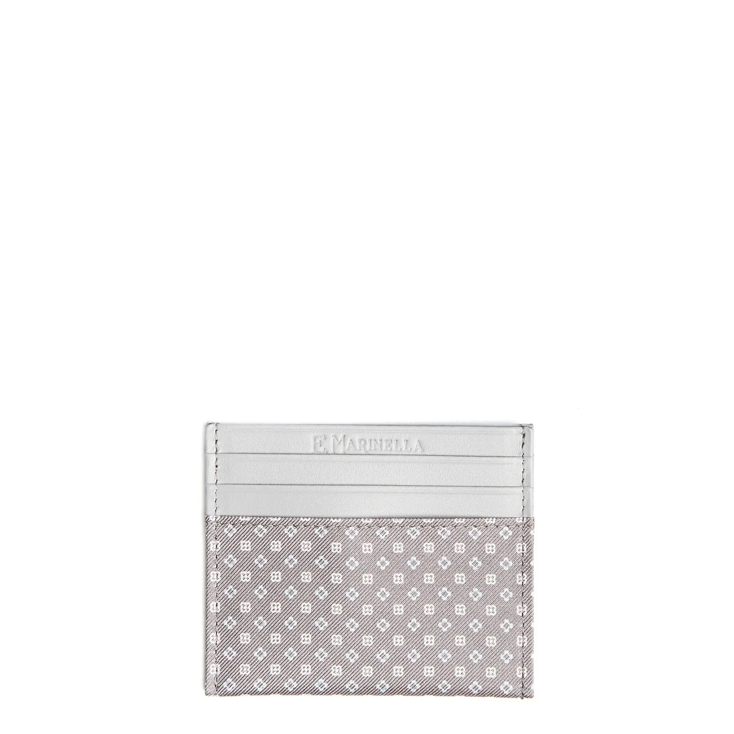 LIGHT GREY LEATHER AND SILK CREDIT CARD HOLDER