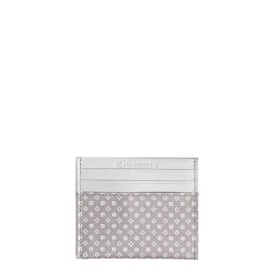 LIGHT GREY LEATHER AND SILK CREDIT CARD HOLDER