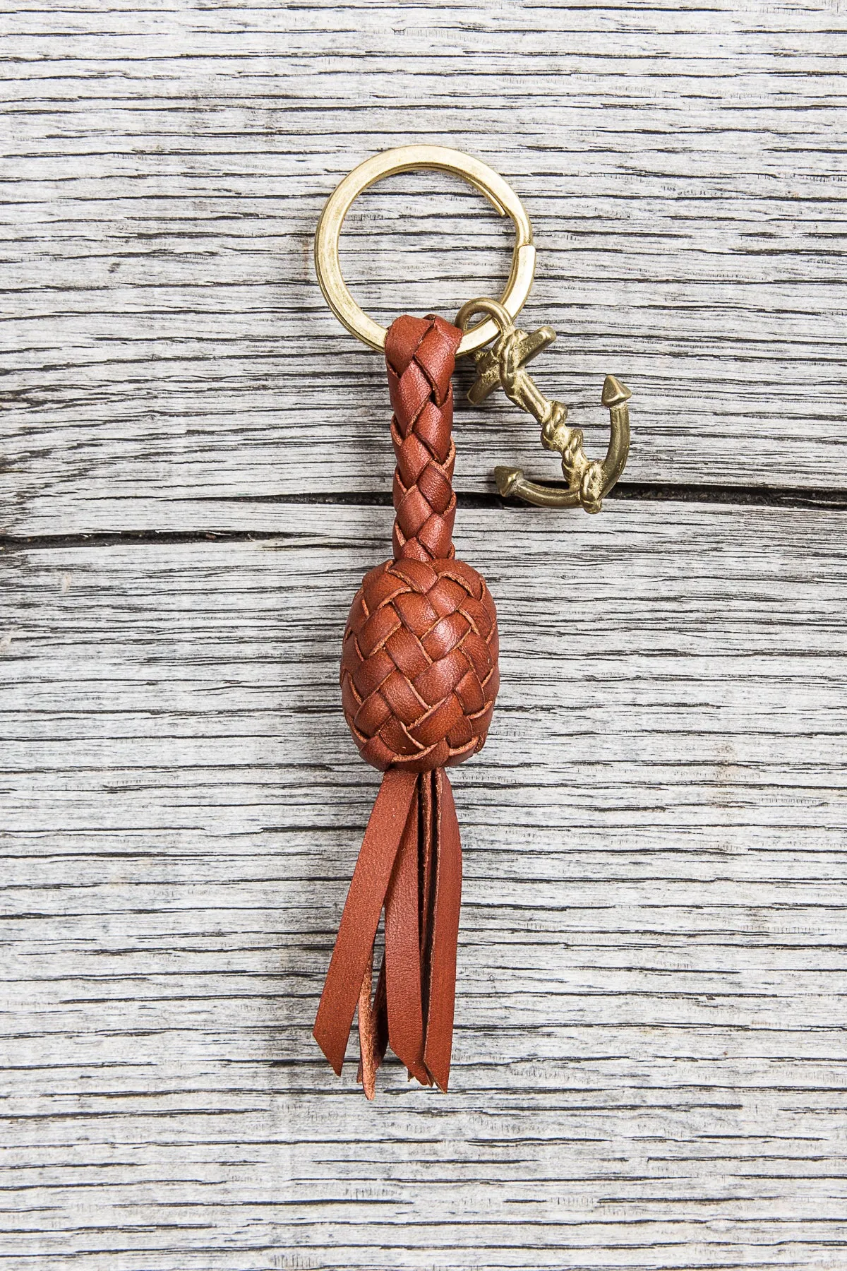Lone Wolf Leather Braided Anchor Key Ring Tärnsjö Saddle Tan Veg Tanned