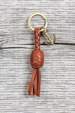 Lone Wolf Leather Braided Anchor Key Ring Tärnsjö Saddle Tan Veg Tanned